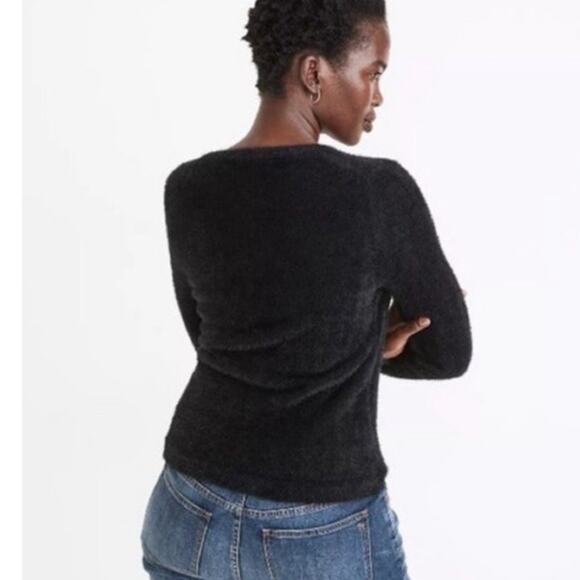 Madewell Hewitt Fuzzy Cardigan Sweater button down Black small - Picture 2 of 14